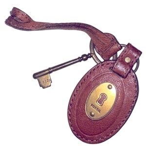 FOSSIL Vintage Key Fob Genuine Leather Purse Charm
